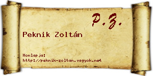 Peknik Zoltán névjegykártya